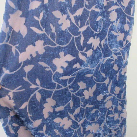 Tailor B. Moss Maxi Dress M Blue Floral Rayon VTG Slit Burnout Velour y2k 256 - Picture 8 of 16